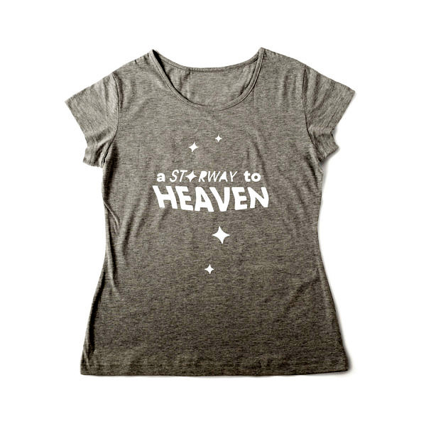 Szara koszulka damska z prostym wzorem: starway to heaven