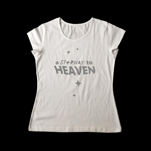 Biała koszulka damska z prostym wzorem: starway to heaven