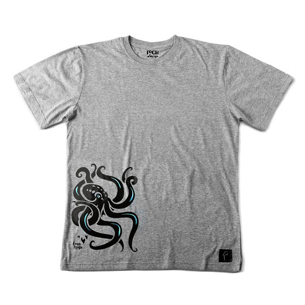T-shirt-z-osmiornica-kraken-nadruk-szary-meski