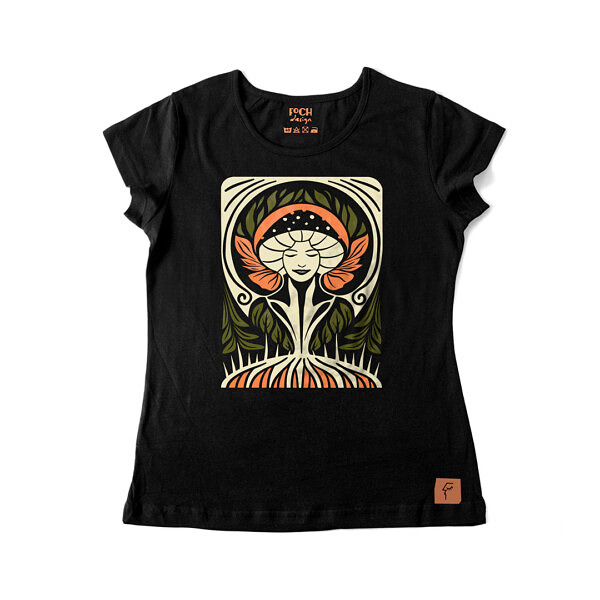 damska koszulka z retro wzorem z motywem jesiennym